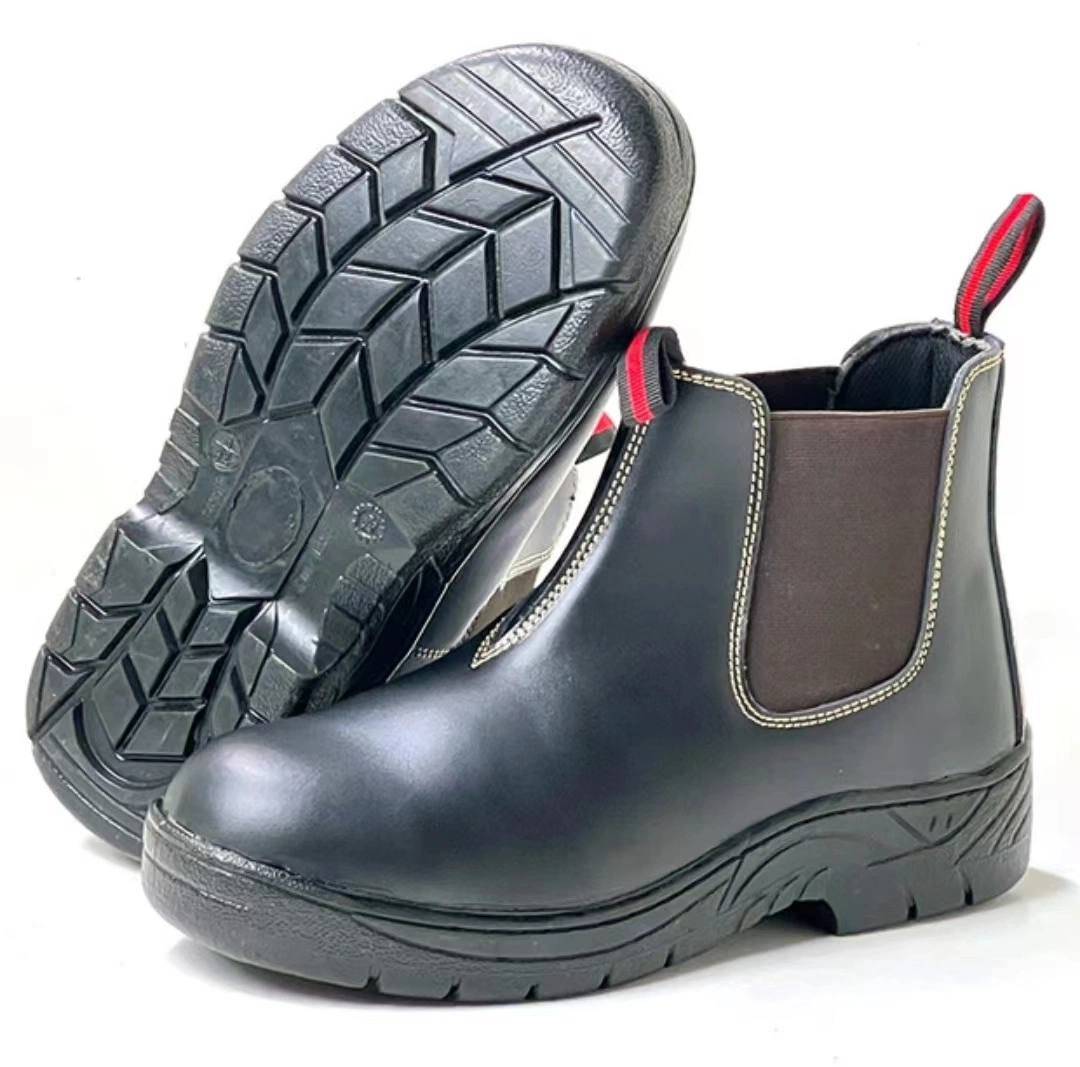 Armor Steel Toe Cap and Steel Plate Midsole Elastic Sided Safety Boot-Black