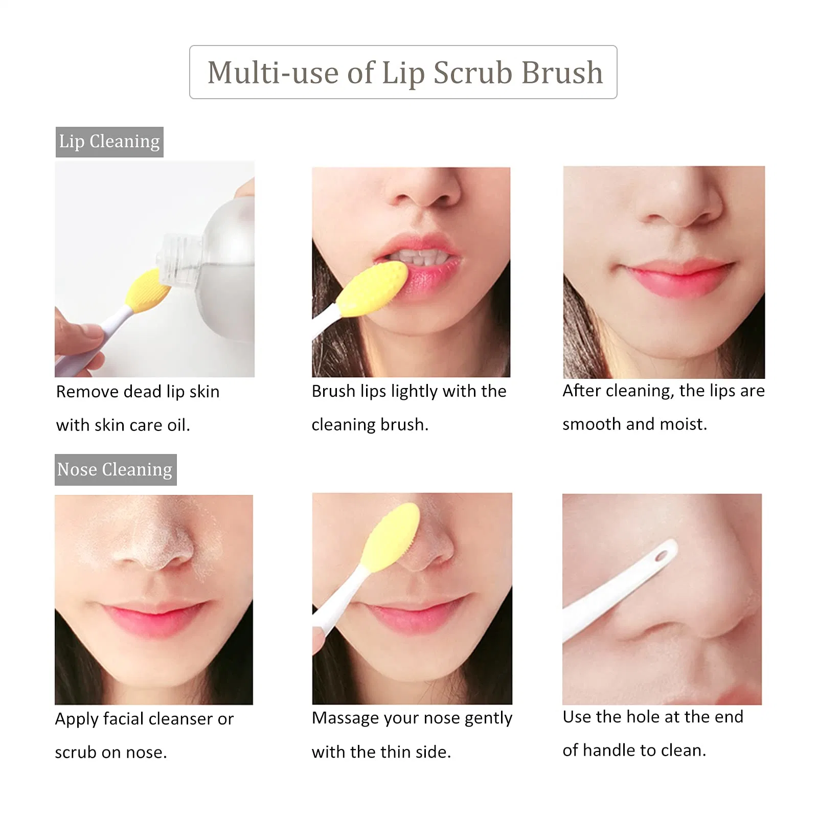 Beiqili Popular Makeup Tools Private Label Double-Sided Soft Lip Exfoliator Lip Brush Tool Silicone Exfoliating Lip Scrub Brush