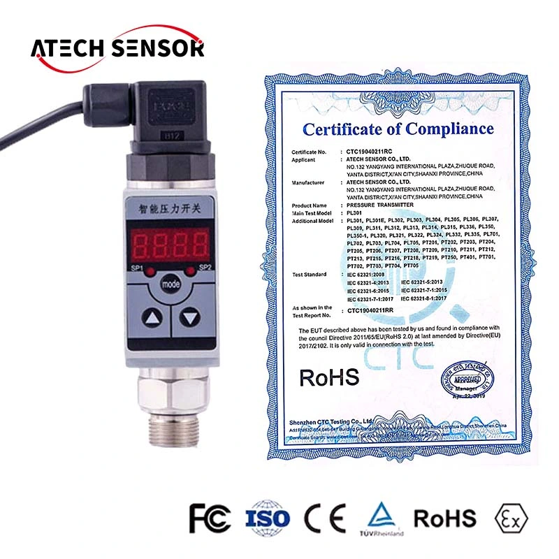 Accuracy 0.2% 0.5% Optional Display 4-20mA NPN PNP Intelligent Digital Pressure Switch PT250 Sensor China