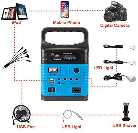 Centrale électrique portable, générateur solaire avec panneau solaire et lampes de poche Pour alimentation de secours d'urgence à domicile avec prises c.c. USB