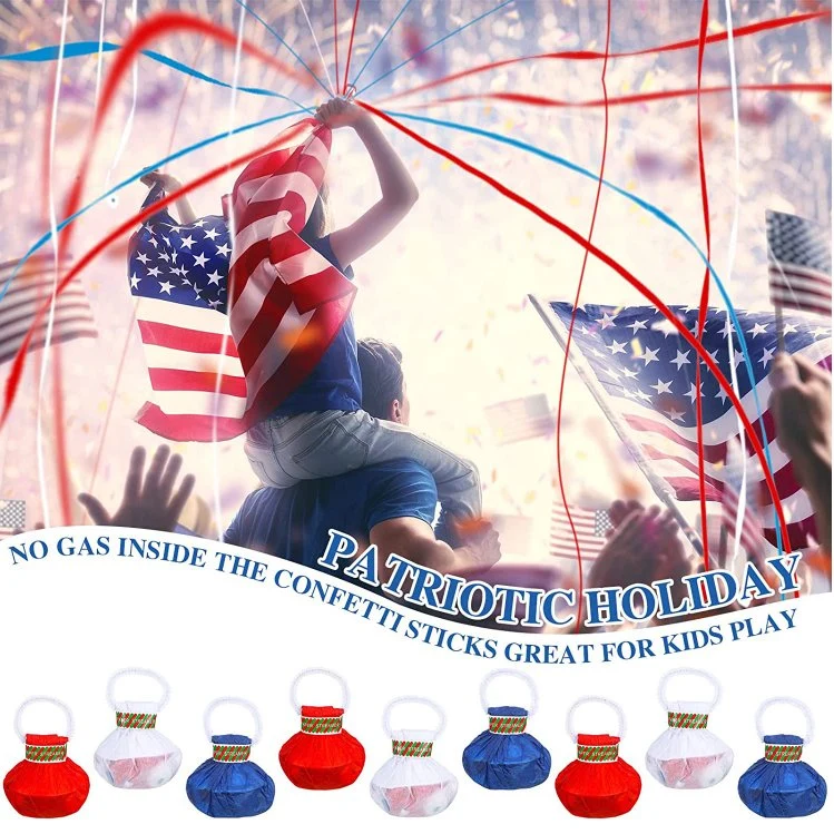 USA Patriotic Independence Day Streamers Popper Fourth of July 4th of July Decoration Parade Party Hand Throw Streamers