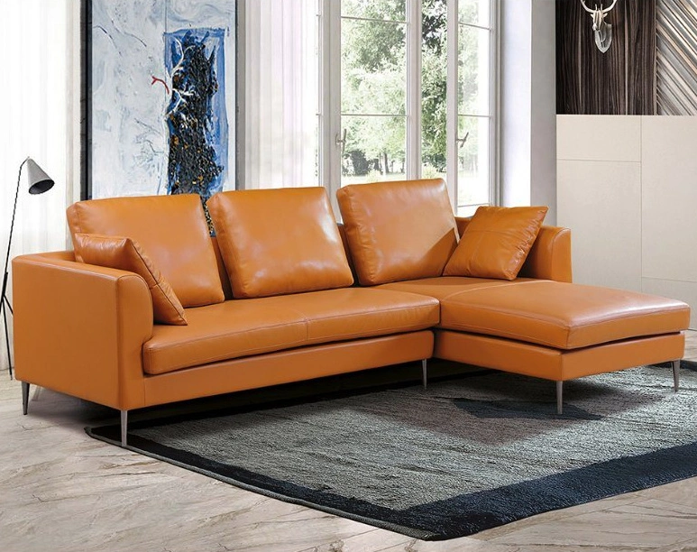 Sunlink Foshan Factory Quality Modern Italian Home Sleeper Corner Leather Sofa Living Room Furniture