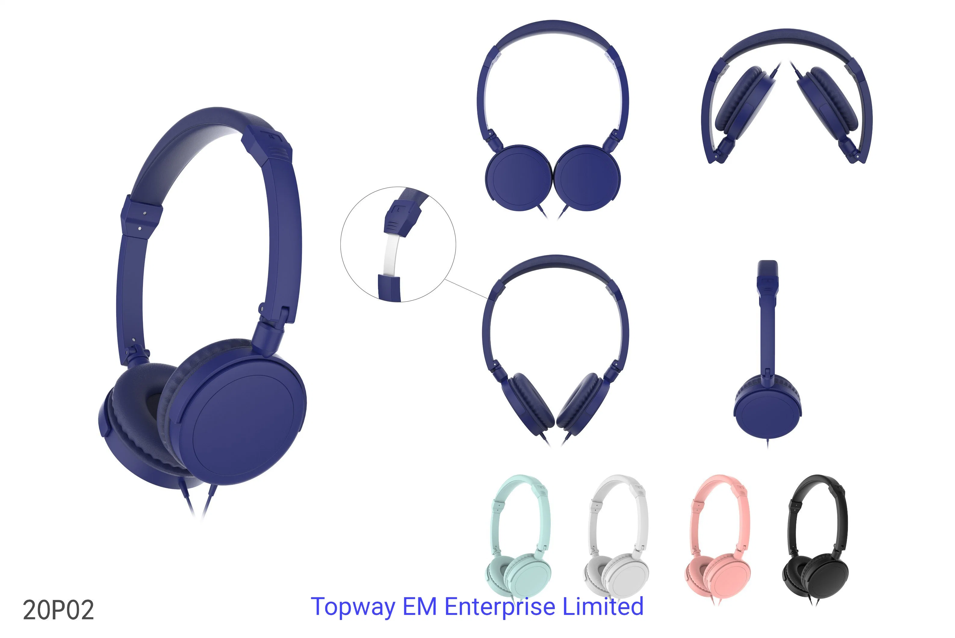 Kabelgebundenes On-Ear-Headset mit Stereo-Kopfhörer und verstellbarem Kopfband