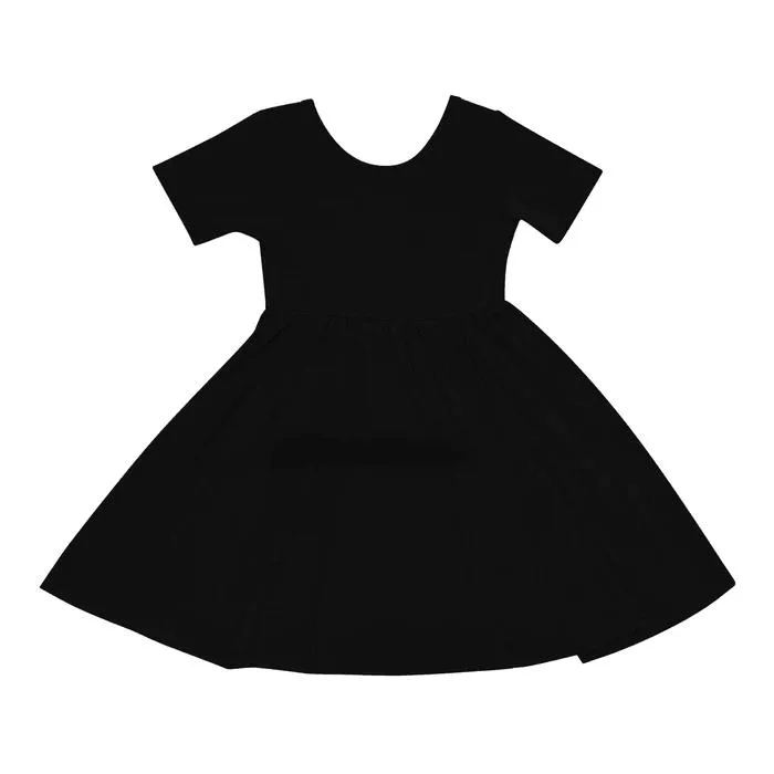 Children Clothes Sustainable Short Sleeve Twirl Dress Kids Wear