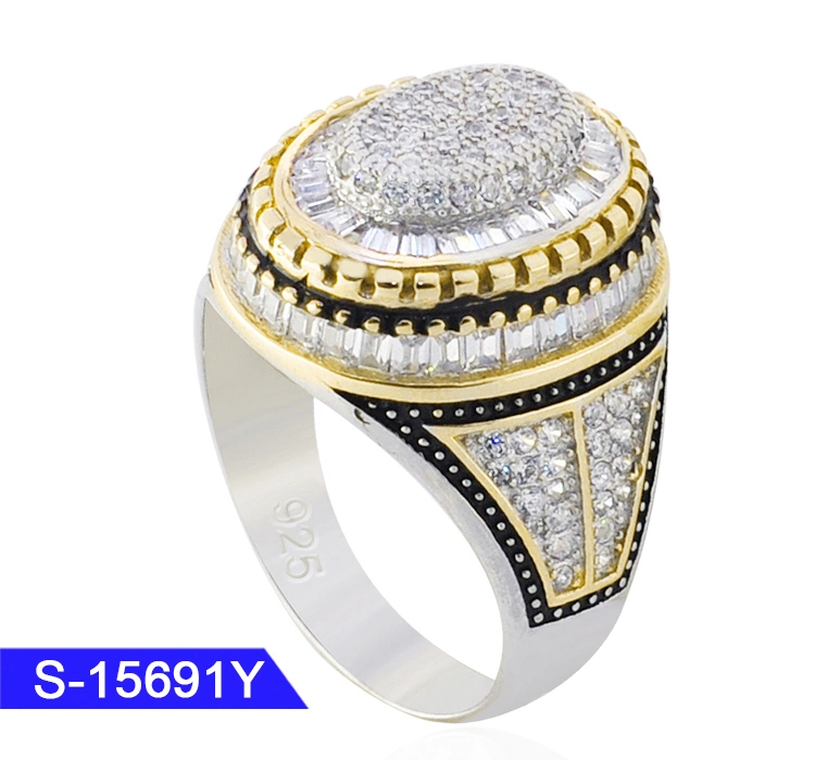 925 Sterling Silver Fashion Jewelry Islamic Micro Pave CZ Stone Ring for Men