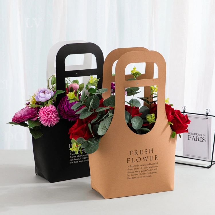 High quality/High cost performance  Special Design Holiday Fashion Kraft Paper Flower Gift Handbag Bag