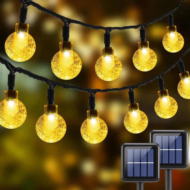 Outdoor Waterproof Crystal Globe Lights Solar String Light with 8 Lighting Modes
