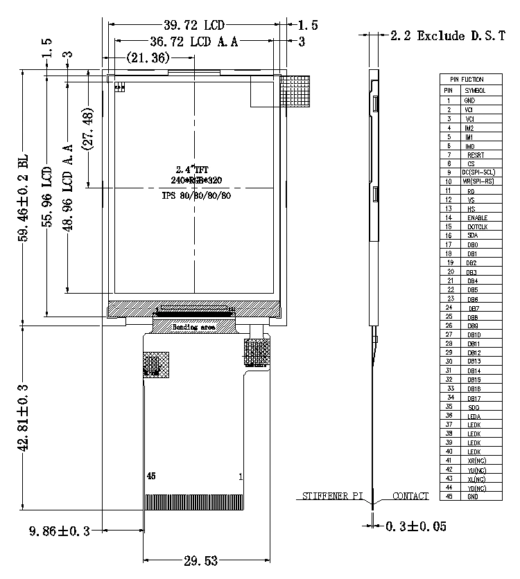 Ronen RG024gqt-02 para veículo Caixa Preta do visor da câmera 2.4Inch TFT LCD