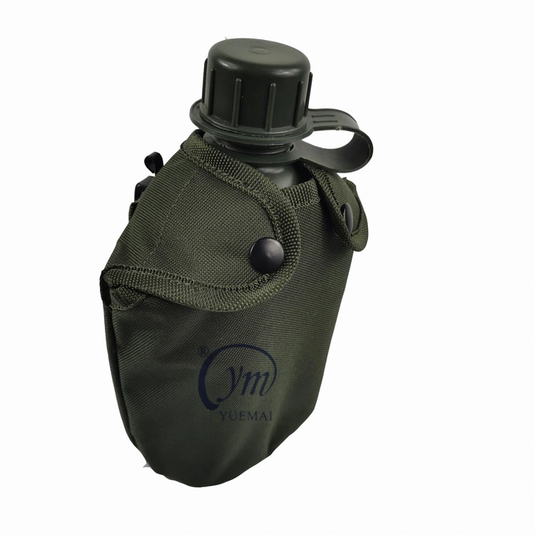 Plastic Olive Army Military Water Bottle Canteen with Aluminium Cup