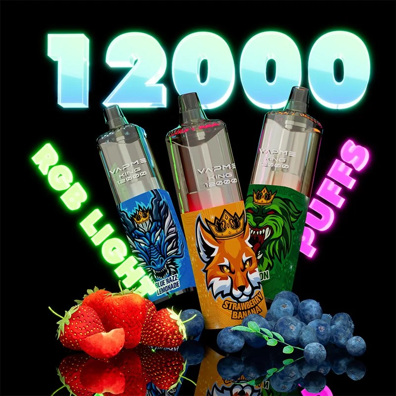 Vapme King 12000 Puffs Einweg-E-Zigaretten 650 mAh wiederaufladbare Batterie Airflow Control Mesh Coil 20ml vorgefüllter Pod 12K 18 Farben