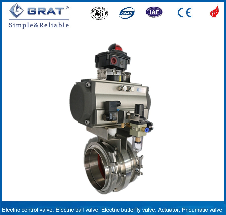 Dn50 SS316 Weld End Normal Closed Pneumatic Butterfly Valve