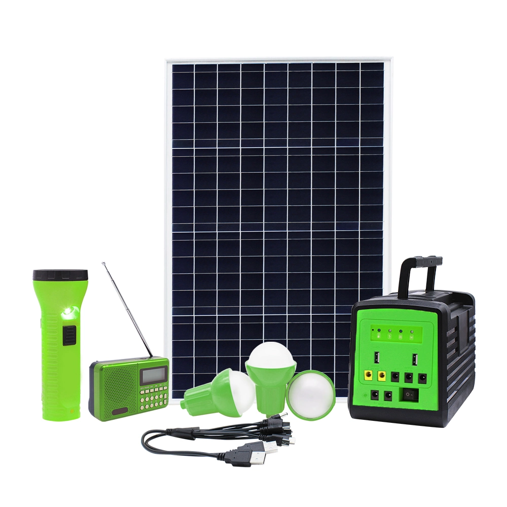 Portable Power Generator Solar Energy System with Lamps and Mobile Phone Charger
