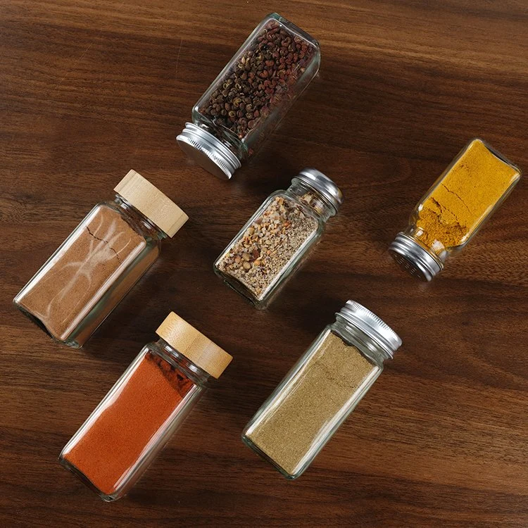 Free Sample 4 Oz Transparent Storage Bottle Spice Bottles with Bamboo Lid