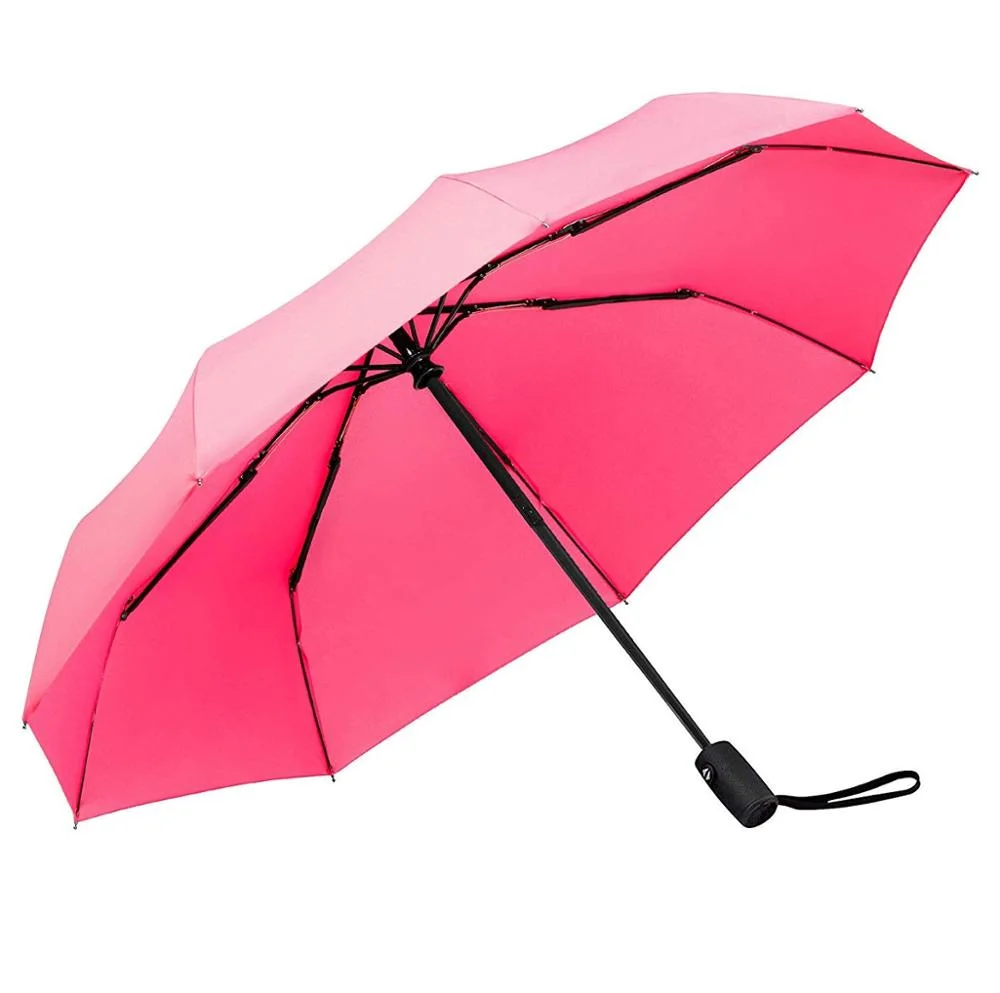 OEM Logo rose de l'impression automatique de la promotion de la publicité Windproof Compact 3 pli compact étanche 3 parapluies de pliage