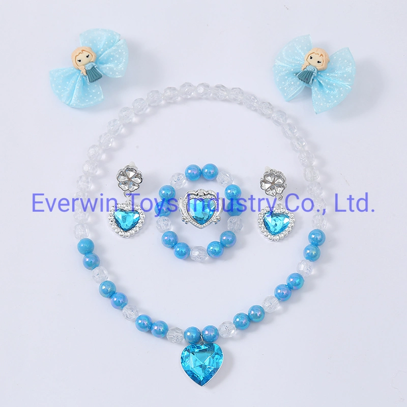 Necklace Bracelet Finger Rings Ear-Rings Hair Clip Plastic Toys Children Gift Hair Decoration Set