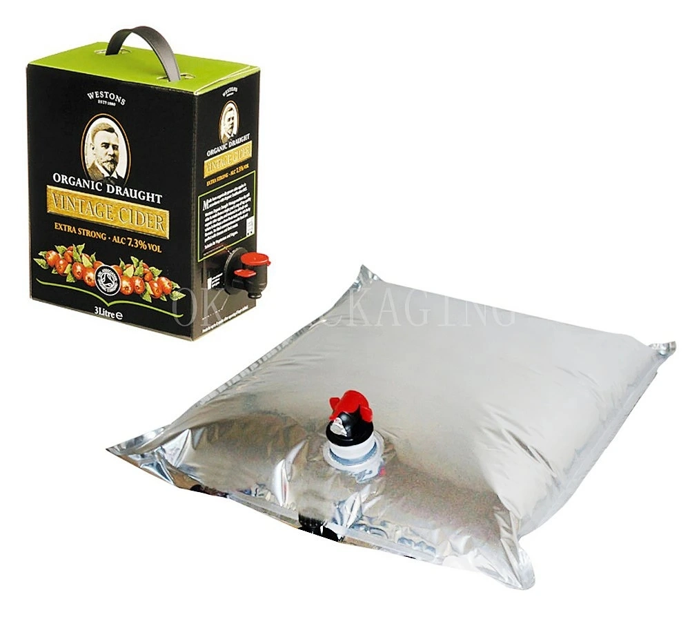 Detergente para vinho/óleo/água/sumo de alta qualidade Bolsa de válvula em alumínio Caixa para líquido com torneira Valve1l 2L 3L 5L 10L 20 L 22L 25L 50L 220L