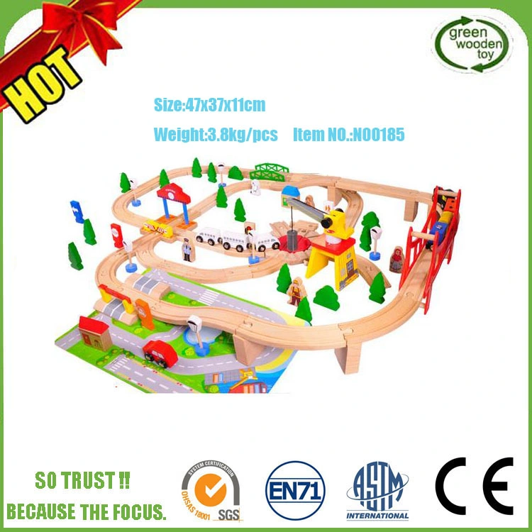 Wholesale/Supplier Cheap Educational 70 PCS Railway Wooden Toy Train Sets for Kids