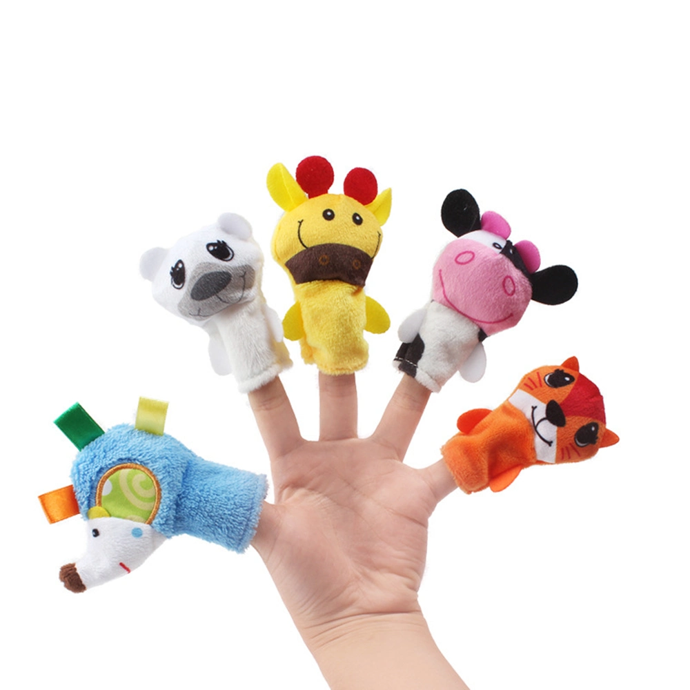 2022 Promotion Wholesale/Supplier Play Baby Plush Toy 5PCS in 1set Bear Cow Finger Puppet