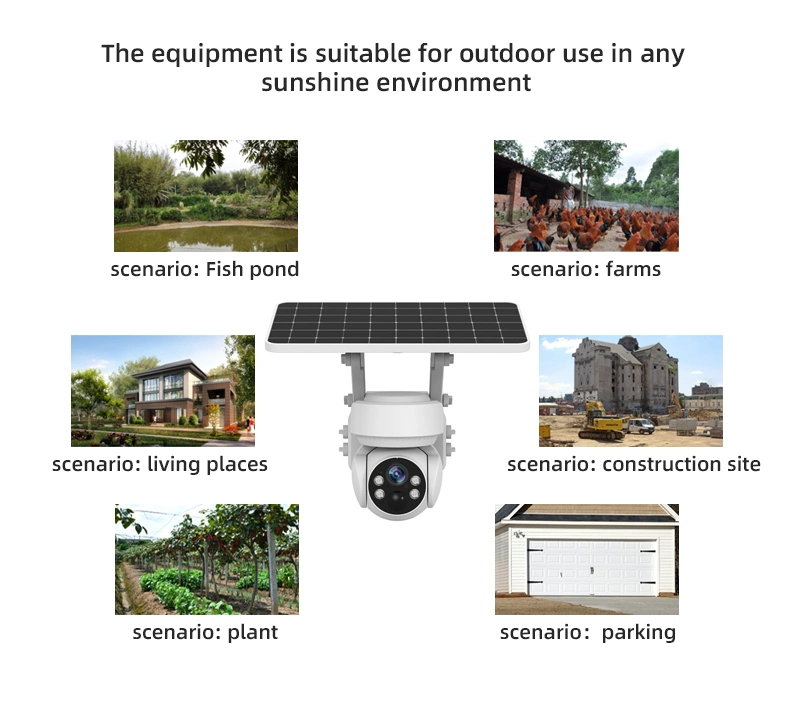 Low Power Full Color 360 PTZ Outdoor 4G/WiFi Wireless Security Camera System Solar Powered