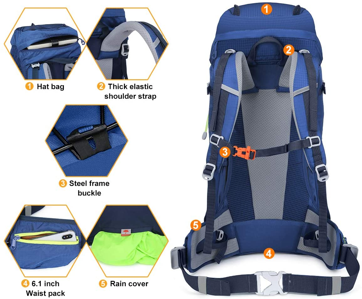 Рюкзак 50L Nylon Mountain Bags для поездок на улице водонепроницаемый Hiking