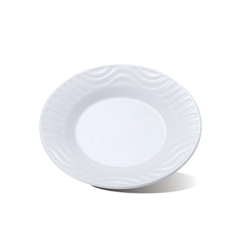 White Color Round Plate Melamine Dinnerware Restaurant Plate