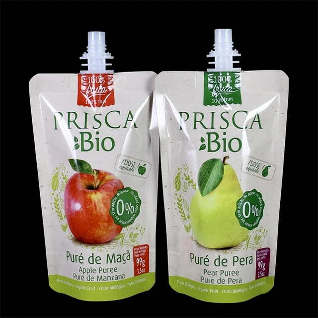 Free Sample Juice Jelly Milk Water Plastic Packing Bag with Nozzle Spouted Bag for Juice Spouted Pouches