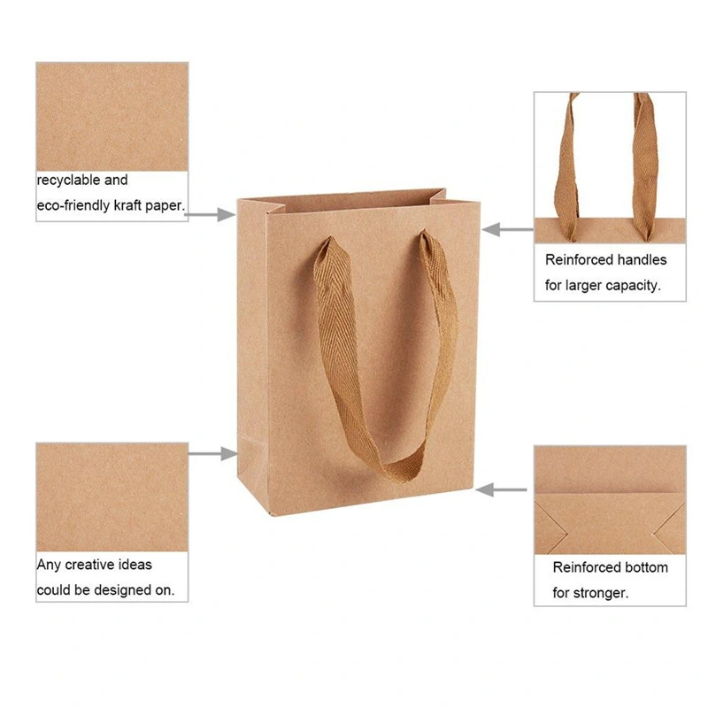 Sachets en papier kraft sac cadeau pour le parti vêtements chaussures sacs de magasinage de l'emballage cadeau avec fil de nylon de gros de la poignée