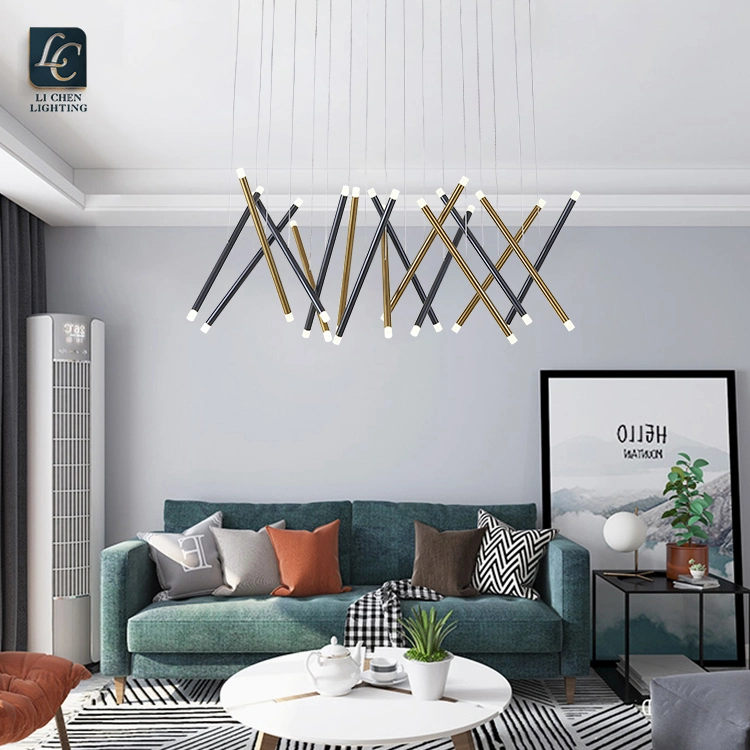 Modern Ceiling Hanging Aluminum Acrylic Chandelier Restaurant LED Pendant Lamp