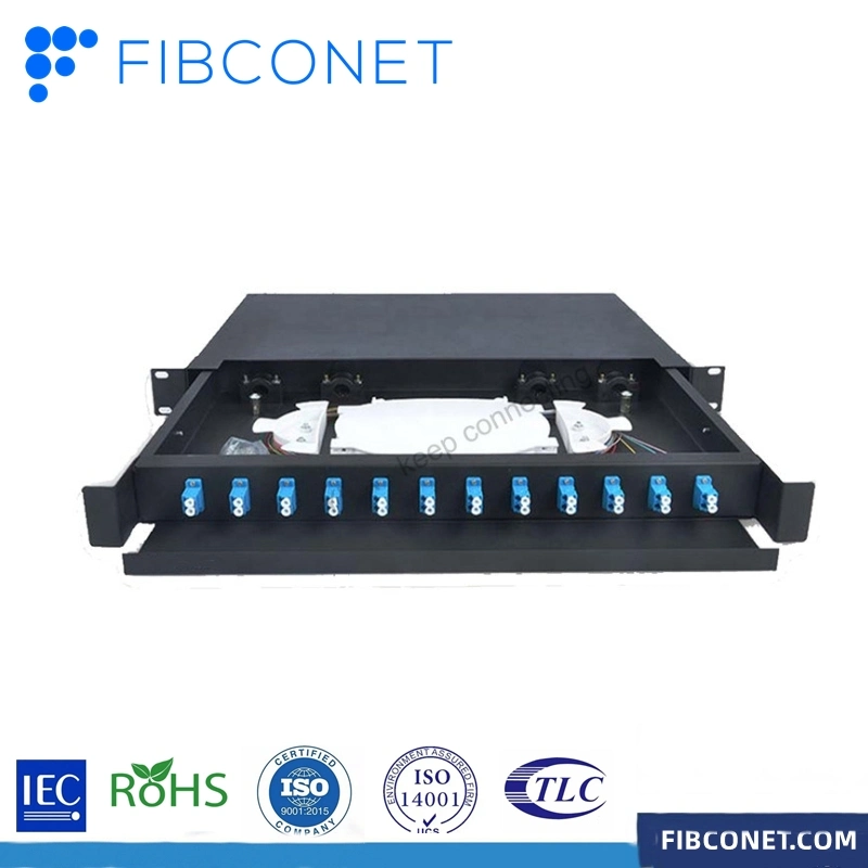 FTTH 1U 12 núcleos estructura de distribución de fibra óptica ODF