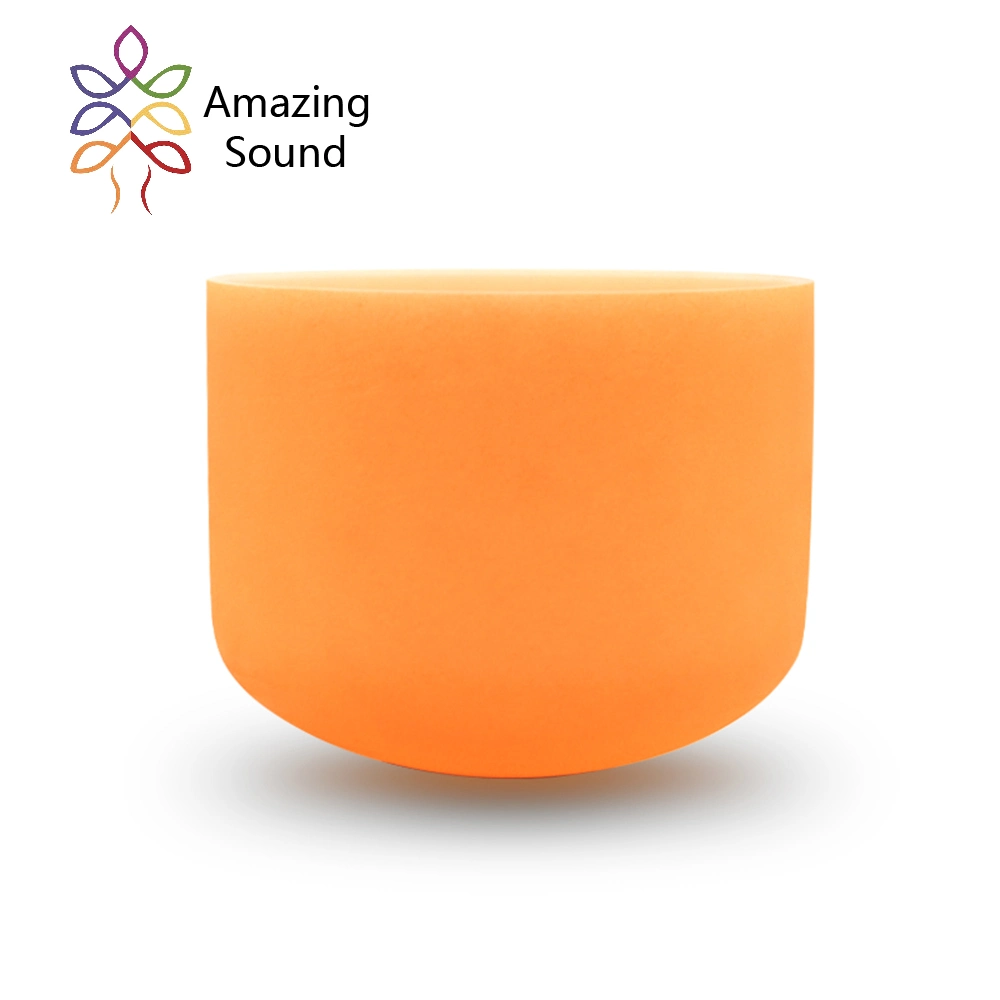 Amazing Sound Widely Used Exquisite Durable Smooth Orange Crystal Singing Bowls with Handle