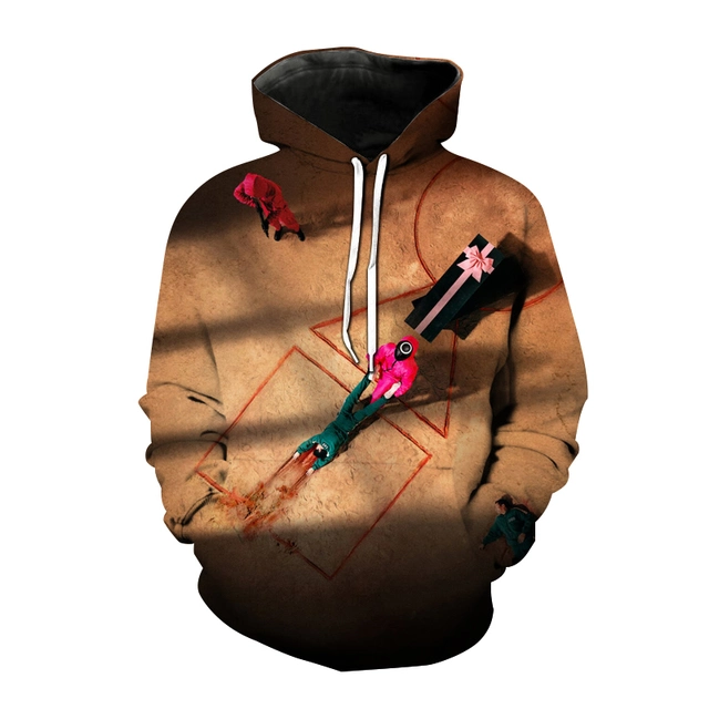 Los calamares Juego 3D ropa sudaderas con capucha coreano Streetwear Calamar personalizada juego Hoodie sobredimensionado Pullover sudaderas con capucha Unisex Logotipo personalizado