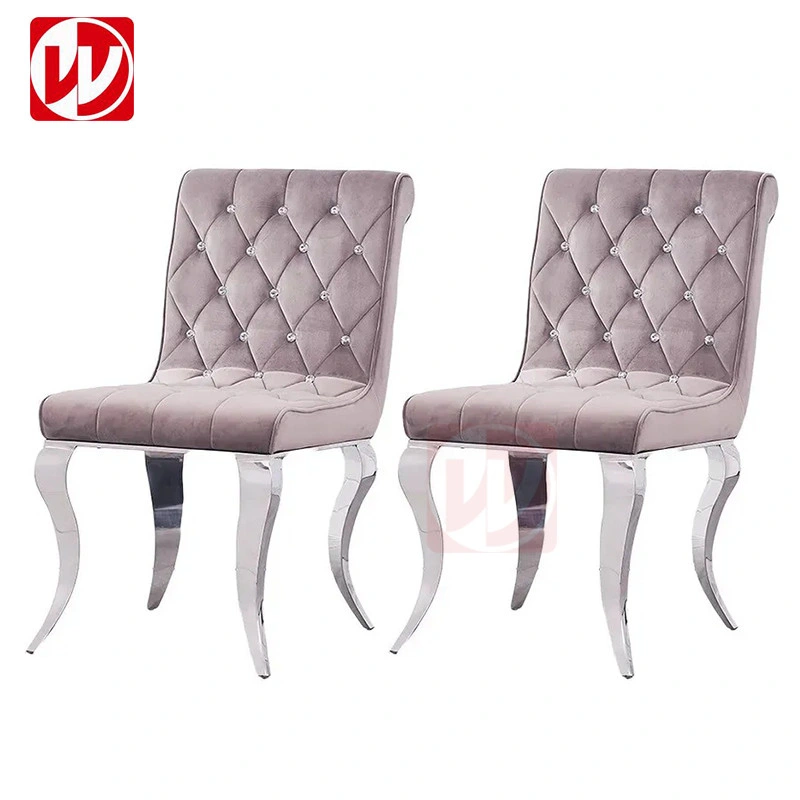 Luxury Modern Dining Chairs Nordic Velvet Sliver Stainless Steel Dining Room Chairs