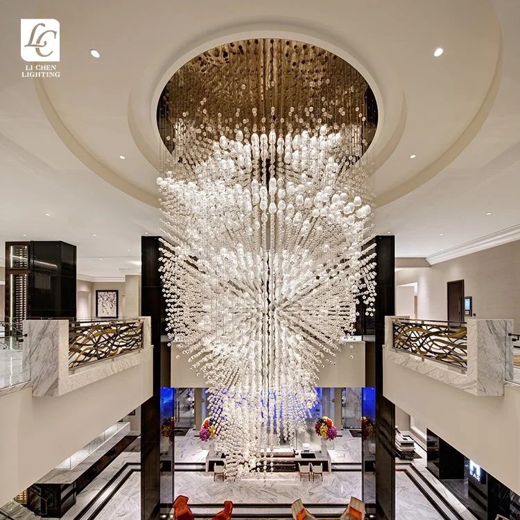 Waterfall Lighting Hall Hotel Large Project Chandelier Custom