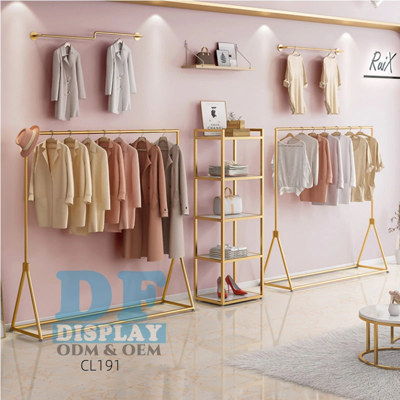 Retail Display Clothing Racks Gold Store Fixture Women Mannequin Display Clothing Garment Rack Display Luxury Shelves