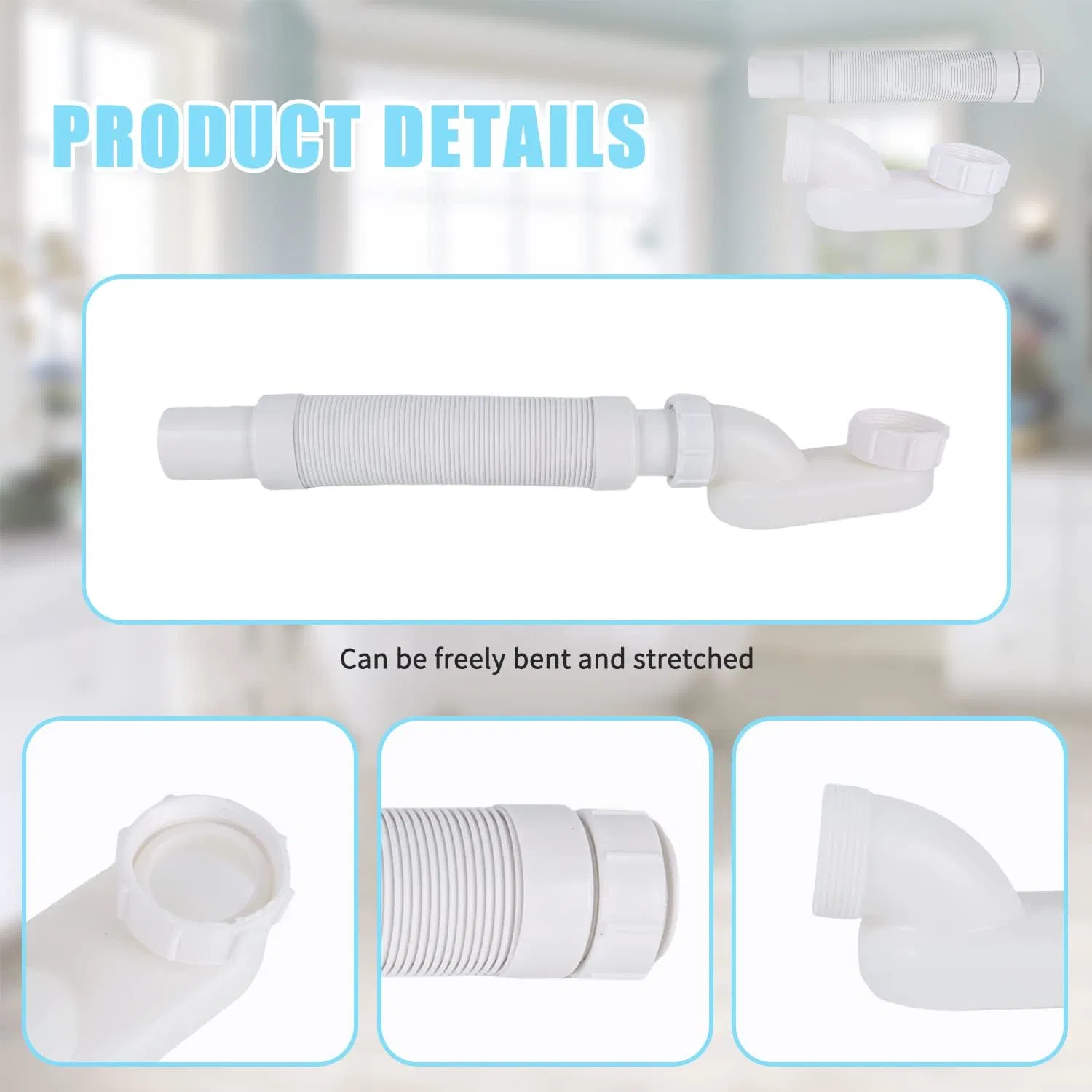 Low Profile Trap Bathtub Shower Drain Pipe for Bathroom Sink