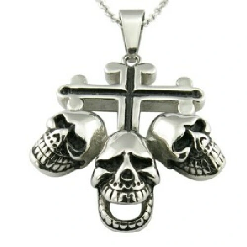 Cross 3 Heads Pendant Pip Pop Biker Jewelry