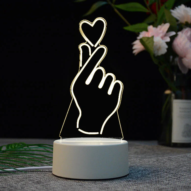 Promoción de San Valentín Regalos personalizados 3D luces creativas ilusión LED acrílica Lámpara de noche