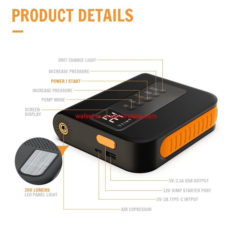 Tire Inflator Car Battery Booster 8800mAh Auto Jump Starter 12V