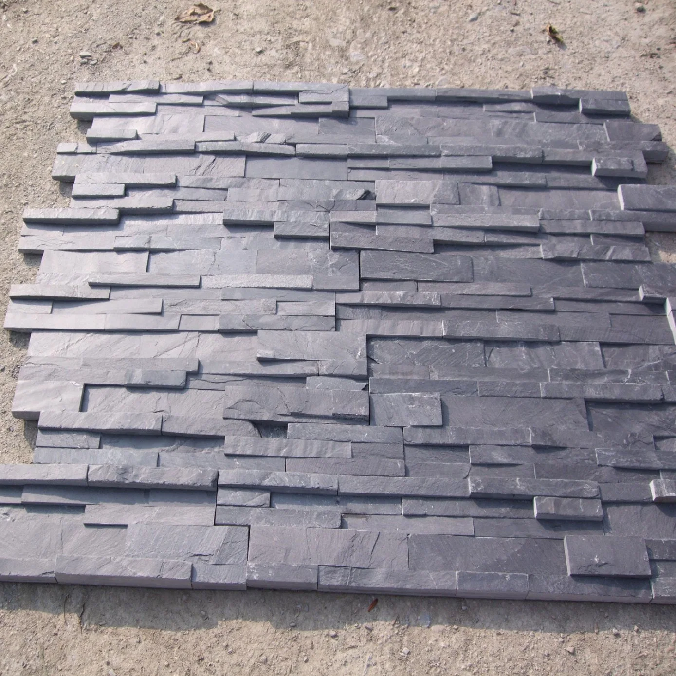 Slate Stone Pencil Design Dark Black Installing Cultured Stone Cladding