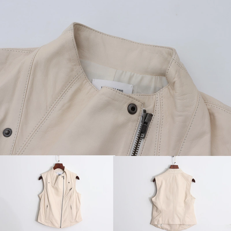 Ladies Jacket Wholesale/Supplier Zipper Coats Leather PU Padded Vest Apparel