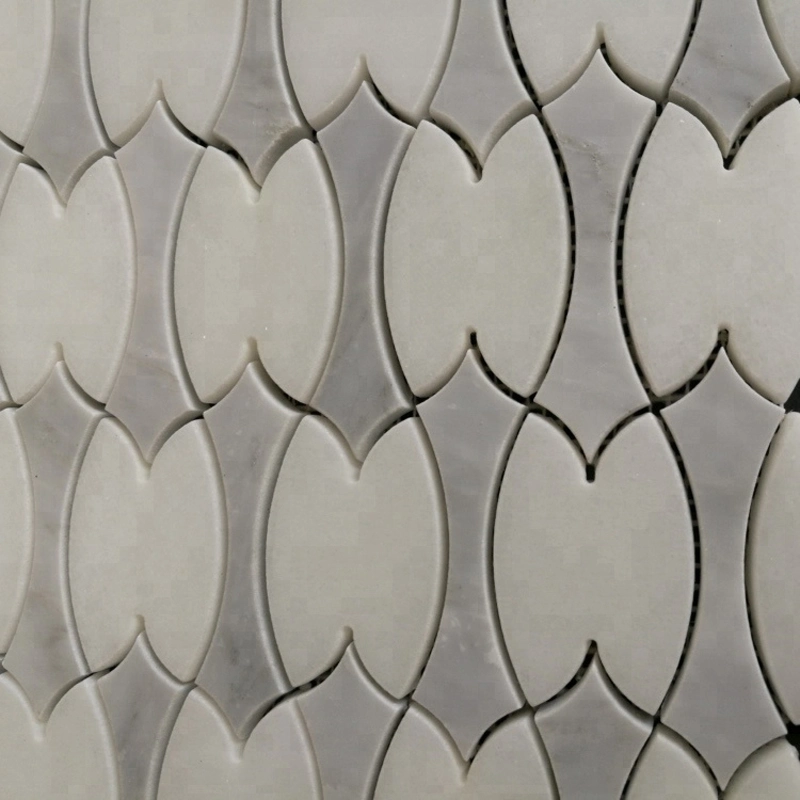 Natural White Marble Stone Waterjet Art Patterns Mosaic