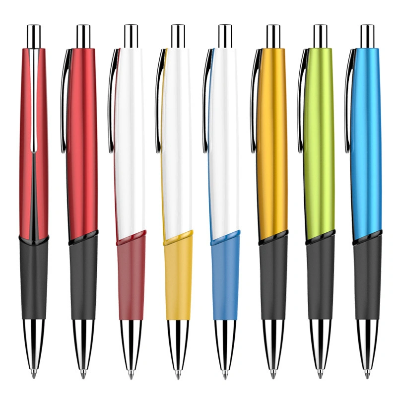 Bolígrafo de punta de bola de color plástico Click Ball Pen con logotipo personalizado Para Office