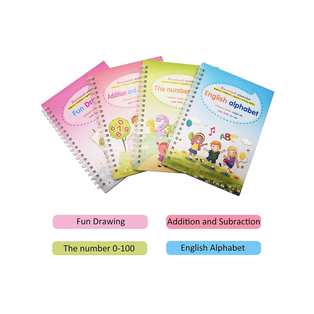 A4 Size Reusable Writing Practice Book Set Calligraphy Magic Practice Copybook Books for Kids