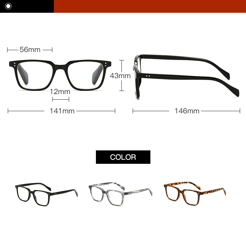 in Stock Factory Supplier Fashion Trend Classic Design Square Frame Eyeglasses Women Colorful Reading Glasses