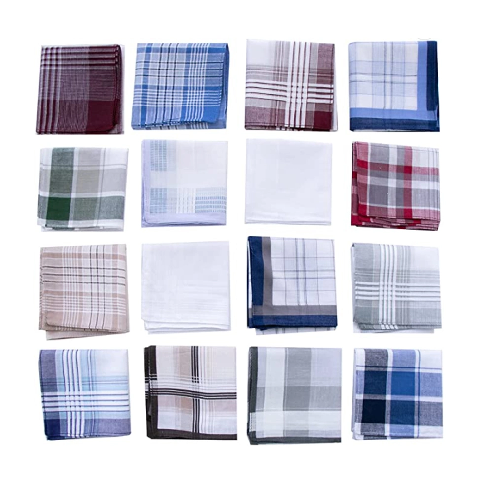 Assorted Pack of Mens White Color Border Cotton Handkerchiefs