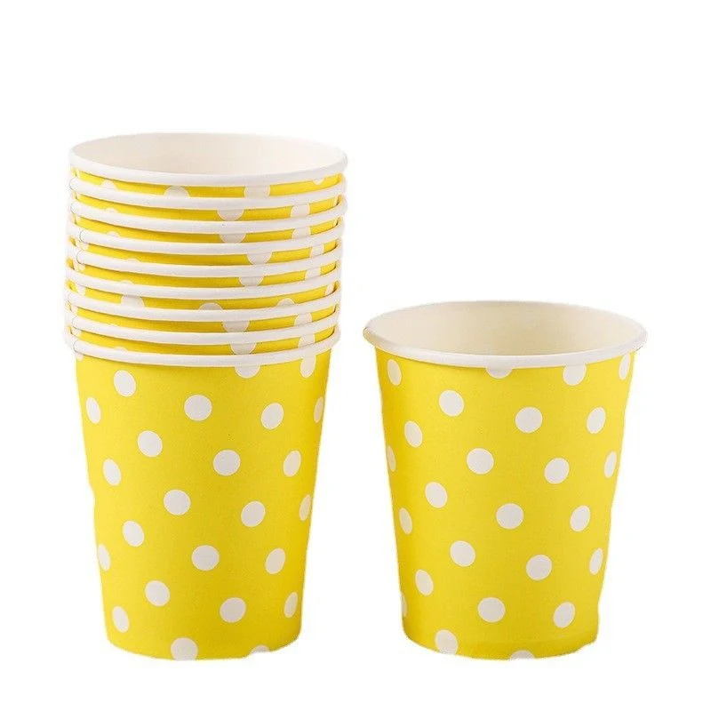 Cup Paper Cup ecofridendly 100% قابلة للتحلل الحيوي من Polka لون الحزب