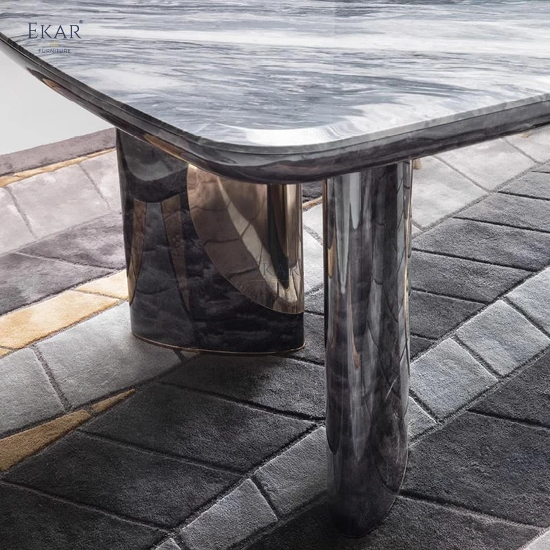 Mesa de comedor de mármol de diseño nuevo - Mobiliario de comedor Casa Mesa metálica de muebles