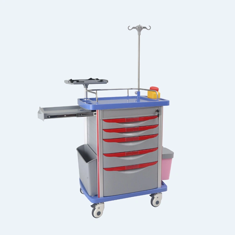 High quality/High cost performance  Mobile ABS Drugs Medical Crash Cart Plastic Emergency Medicine Trolley