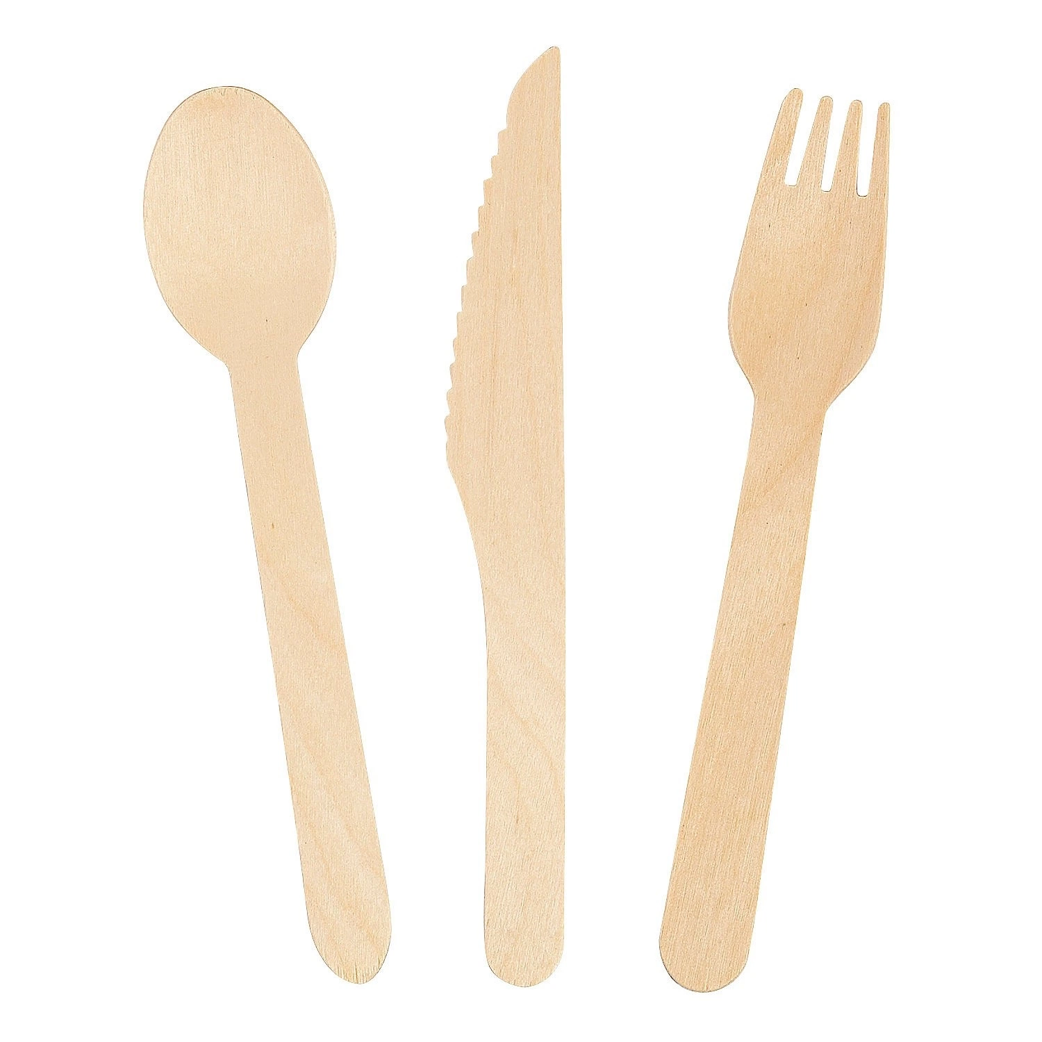 Biodegradable Disposable Picnic Party BBQ Wooden Fork Knife Spoon Tableware Wooden Flatware Cutlery Set with Bulk Pack