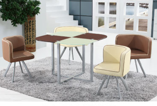 Venta caliente juego de comedor moderno de vidrio, mesa de comedor y una silla, Muebles de Comedor